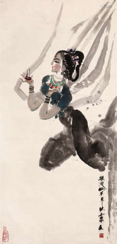 古干（1942～） 瑶池仙果 立轴 设色纸本