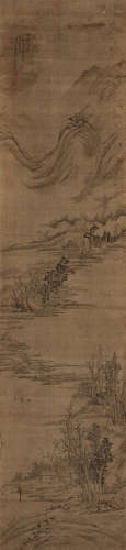 吴历（1632～1718） 野航觅渡 立轴 设色绢本