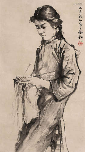 蒋兆和（1904～1986） 人物 立轴 水墨纸本