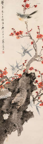 江寒汀（1903～1963） 翠鸟鸣春 立轴 设色纸本