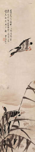 毕心粹（1847～1923） 芦雁 立轴 设色纸本