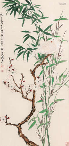 谢稚柳（1910～1997） 竹报平安 镜片 设色纸本