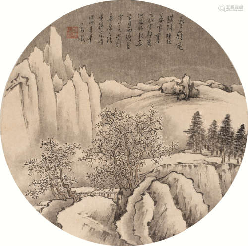 溥儒（1896～1963） 雪景山水图 镜片 水墨纸本