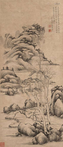 姜实节（1647～1709） 山水 立轴 设色纸本