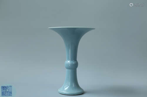 A BLUE-GLAZED VASE