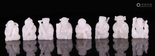 SET HETIAN JADE CARVED BAXIAN SHAPED PENDANT