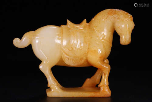 A HETIAN JADE CARVED HORSE SHAPED PENDANT