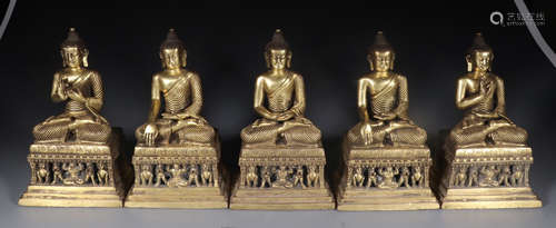 SET GILT BRONZE SWAT STYLE BUDDHA