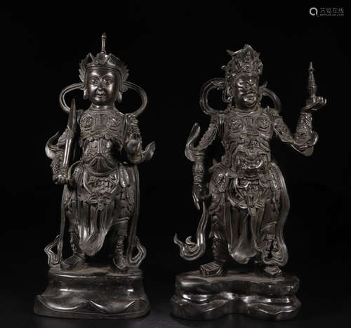 PAIR BRONZE CASTED BUDDHA