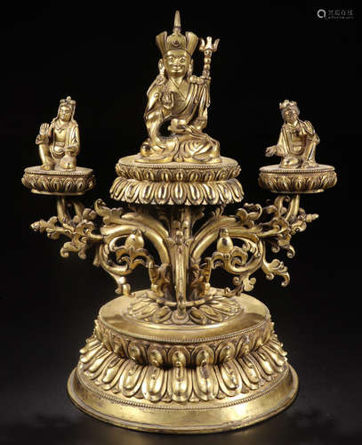 SET TIBETAN GILT BRONZE BUDDHA