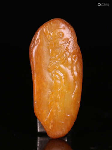 A HETIAN YELLOW JADE CARVEWD GUANGONG PENDANT