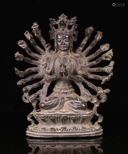 A BRONZE CASTED MULTI ARMS GUANYIN BUDDHA