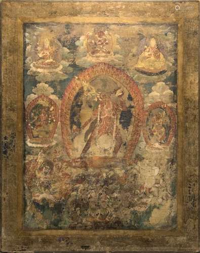 Thangka. Détrempe sur toile (marouflée sur carton)…