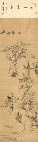 八大山人（1626～1705） 溪山垂钓 立轴 水墨绢本