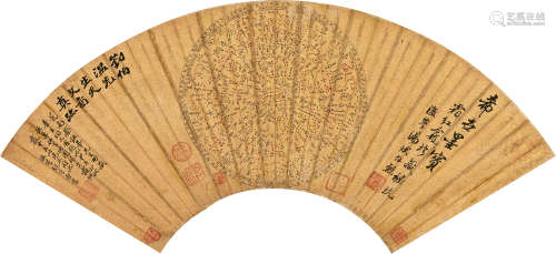 刘基（1311～1375） 天文图 扇面 水墨泥金笺本