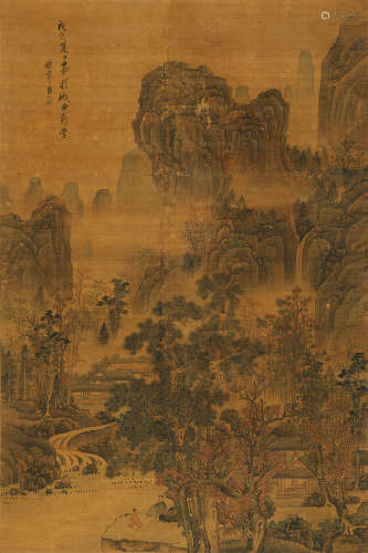 蓝瑛（1585～1664） 1658年作 溪山客话图 立轴 设色绢本