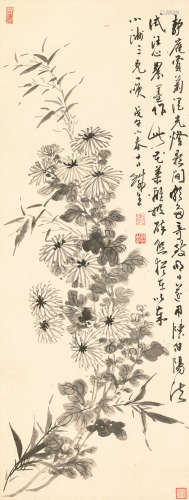 奚冈（1746～1803） 1798年作 菊竹双清图 立轴 水墨纸本