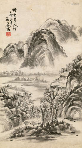 翁同龢（1830～1904） 1855年作 云山图 镜片 水墨纸本