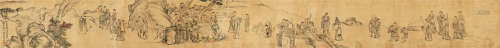 上官周（1665～1752） 人物图卷 手卷 设色绫本