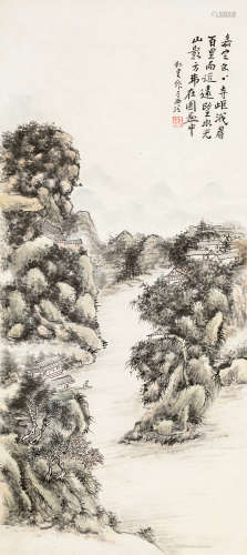 黄宾虹（1865～1955） 嘉定乌尤寺 立轴 设色纸本