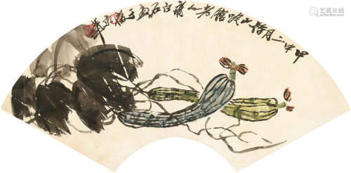 齐白石（1864～1957） 1944年作 丝瓜 立轴 设色纸本