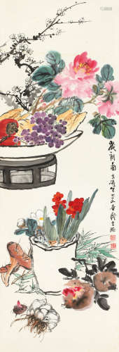 王雪涛（1903～1982） 岁朝图 立轴 设色纸本