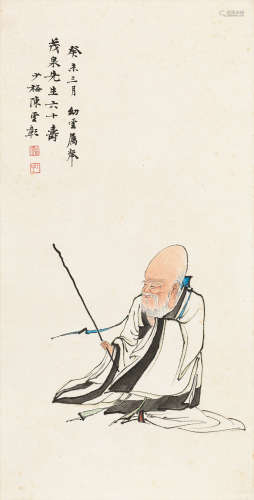 陈少梅（1909～1954） 1943年作 寿星 镜片 设色纸本
