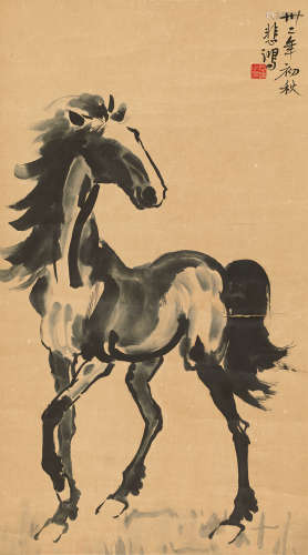 徐悲鸿（1895～1953） 1943年作 立马图 立轴 水墨纸本