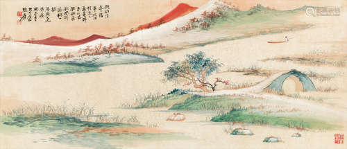 张大千（1899～1983） 1943年作 溪山闲钓图 镜片 设色纸本