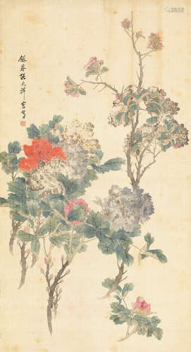 张兆祥（1852～1908） 国色天香 立轴 设色绢本