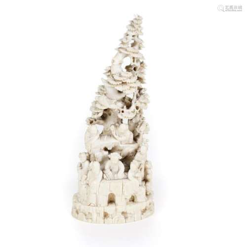 CHINE, XVIIIe XIXe siècle. \nGroupe en ivoire sculp…