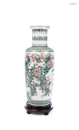 CHINE XIXème siècle \nVase rouleau en porcelaine à …