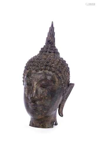 THAILANDE, XIXème siècle. \nTête de bouddha en bron…