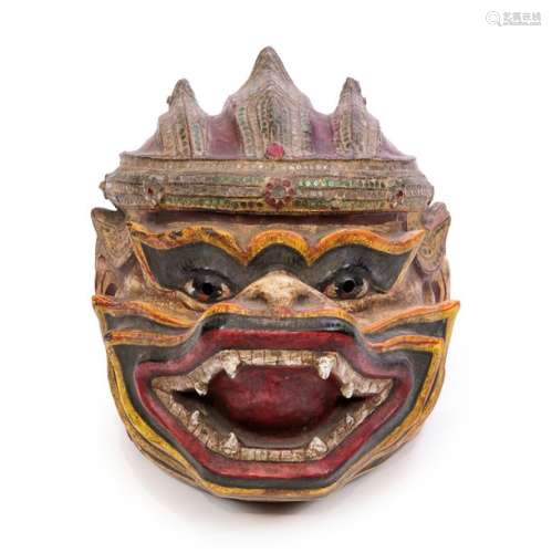 Bali XXème siècle \nMasque de singe en carton bouil…
