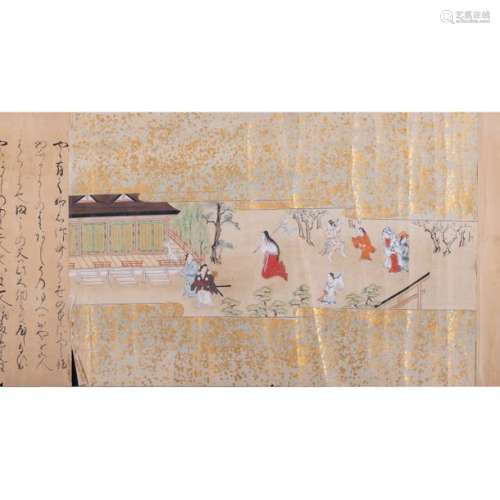 JAPON XIXe siècle, Ensemble de trois peintures, en…