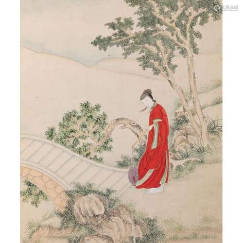 CHINE XIXe siècle, Album de 8 peintures, encre et …