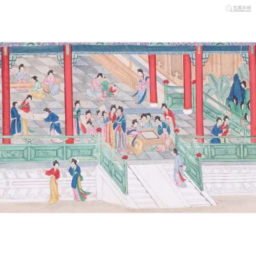 CHINE XIXe siècle, Encre et couleurs sur papier, r…