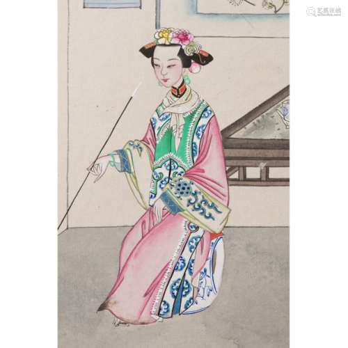 CHINE Vers 1900, Album de 25 peintures, encre et c…
