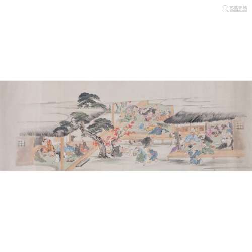 JAPON XIXe siècle, Encre et couleurs sur papier, r…