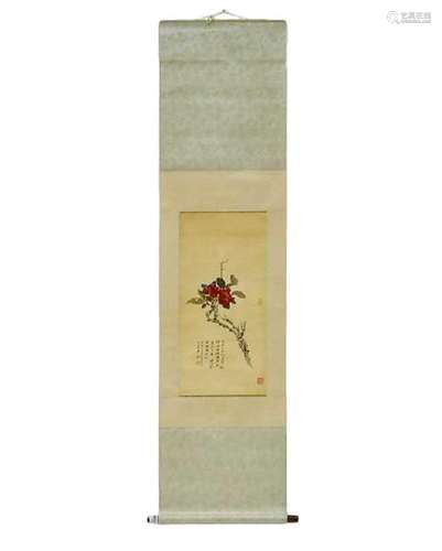 CHINESE PAINTING SCROLL OF FLOWER BLOOM