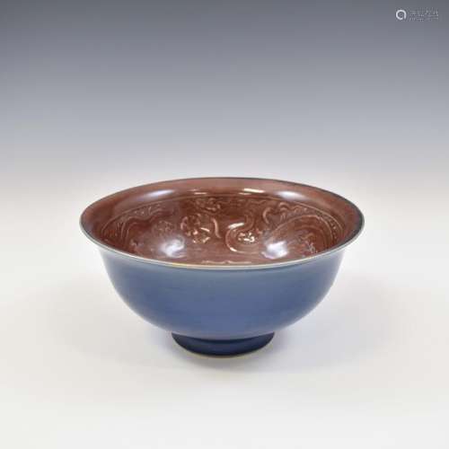 YUAN BLUE & ZIJIN GLAZED POCELAIN BOWL