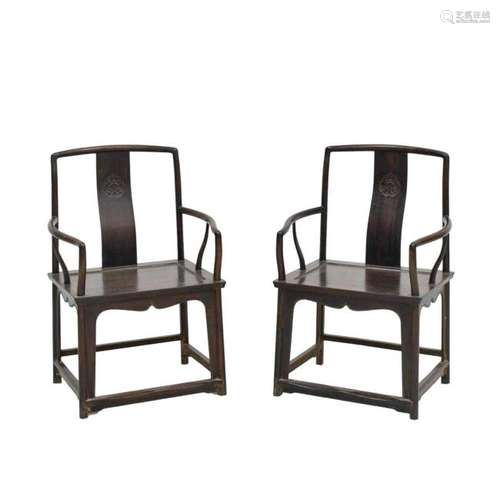 PAIR OF ZITAN SOUTHERN OFFICER ARM CHAIRS