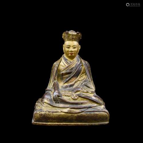 QING GILT BRONZE BUDDHA FIGURE OF LAMA