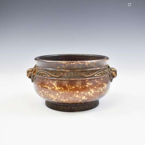 ZHENGDE GILT BRONZE CENSER