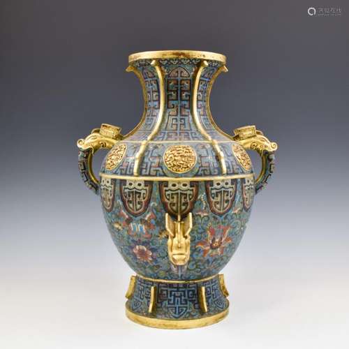 QING GILT BRONZE CLOISONNE VASE