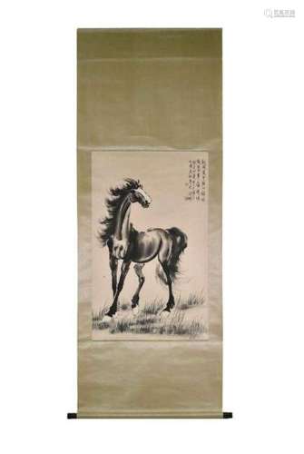 CHINESE PAINTING SCROLL OF HORSE