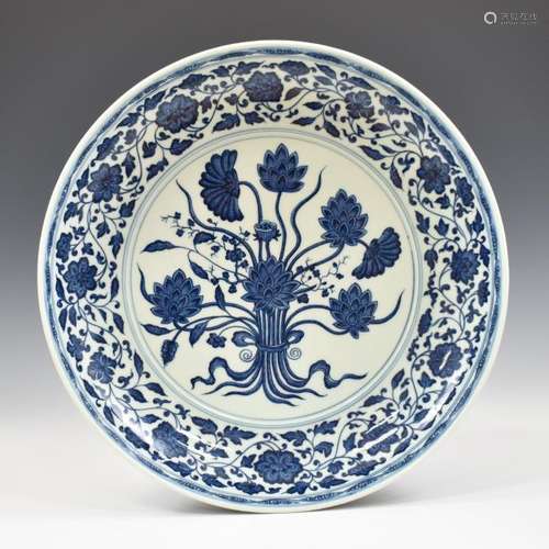 YONGZHENG BLUE AND WHITE LOTUS CHARGER