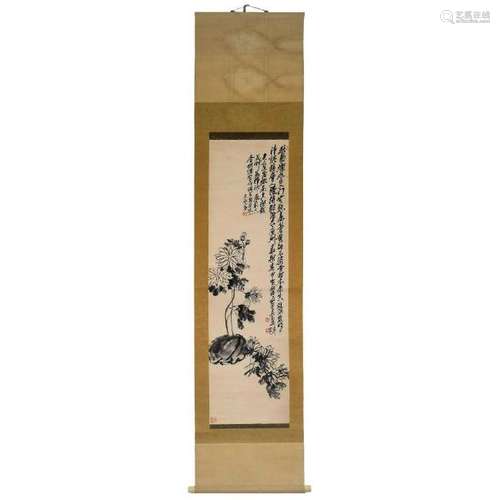 CHINESE CHRYSHANTEMUMN PAINTING SCROLL