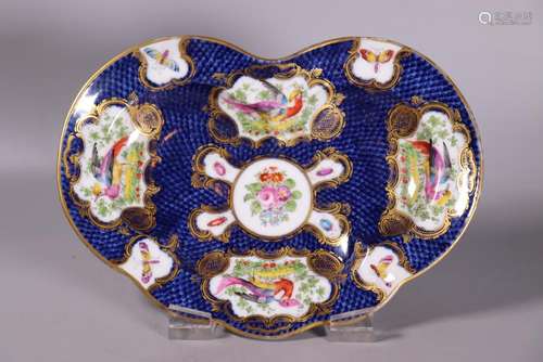 English Worcester Porcelain Blue-Scale Dish