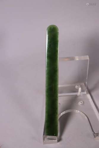 Chinese 19 Century Green Nephrite Jade Blade